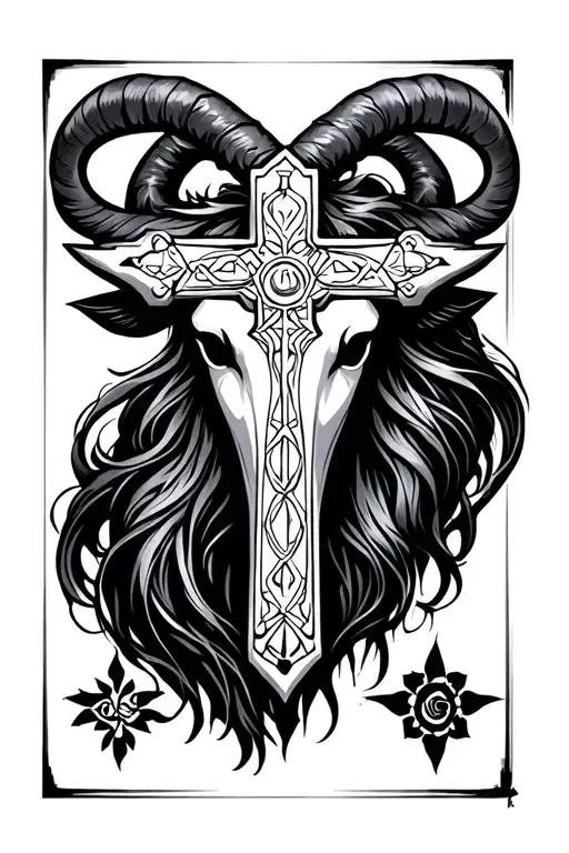 Cross And Taurus Zodiac Symbol