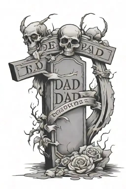 Broken Tombstone For Dad