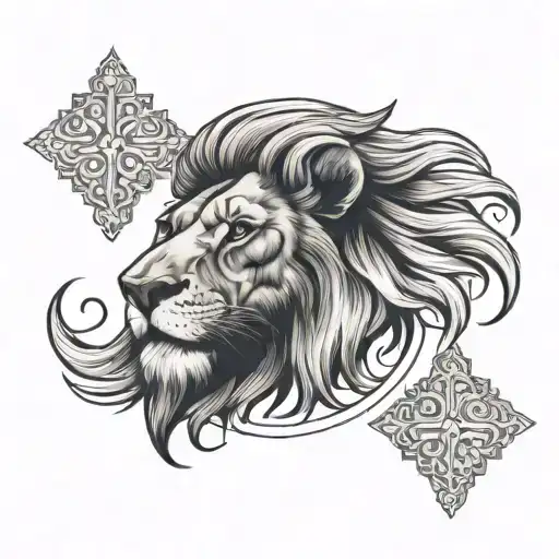 Lion Face In Cross