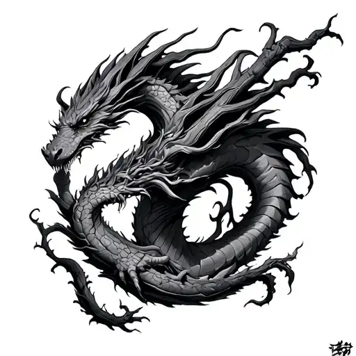 Bicep Tattoo Of A Tree That Looks Like A Dragon