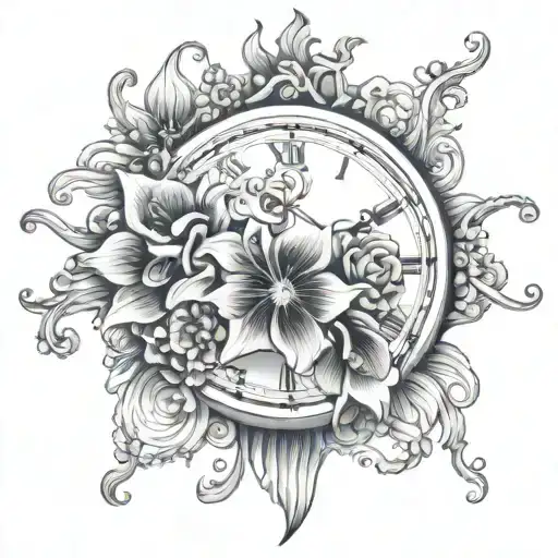 Flowers Intwined Clock Face