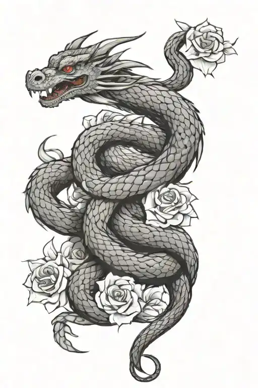 Flowers Dragon Snake Wrapped