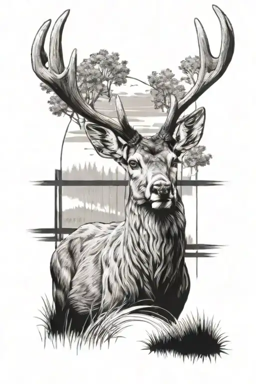 Deer With A Fence And A Field