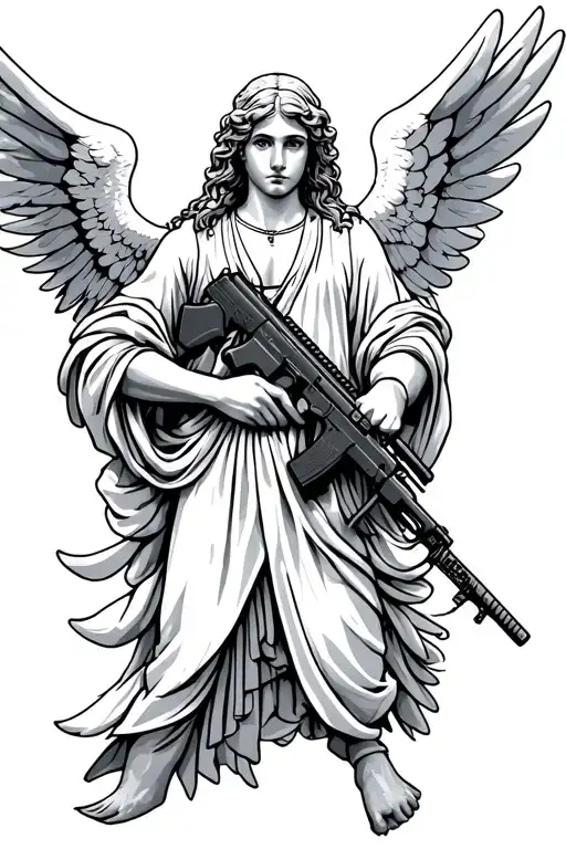 Guardian Angel Holding Ak 47