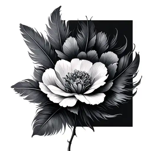 Feather Turning Into Carnation Flower Intertwined