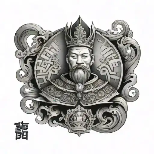Korean Half Sleeve With King And Strength