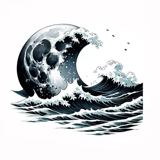 Moon Waves In The Background