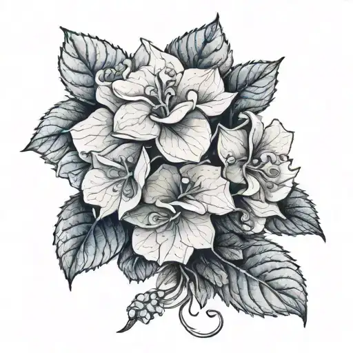 Blue Hydrangea Flowers Tied With Date On Bottom