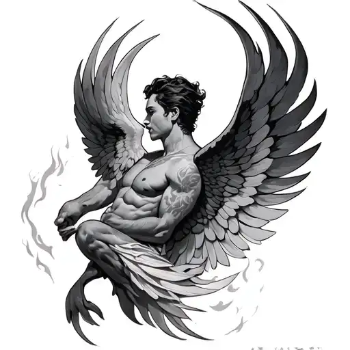 Romain Icare With Fire Wings