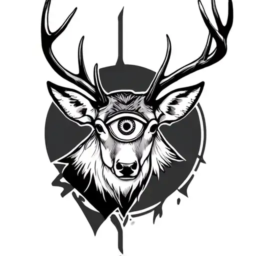 Stag Head With All Seeing Eye Symbol Integrated