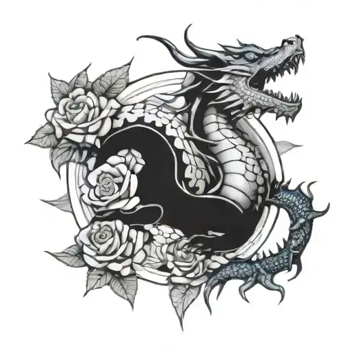 Blue Dragon Rose Surrounded By Throns