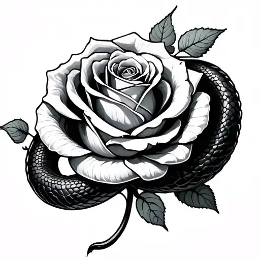 Create A Snake Wrapped Around A Long Rose