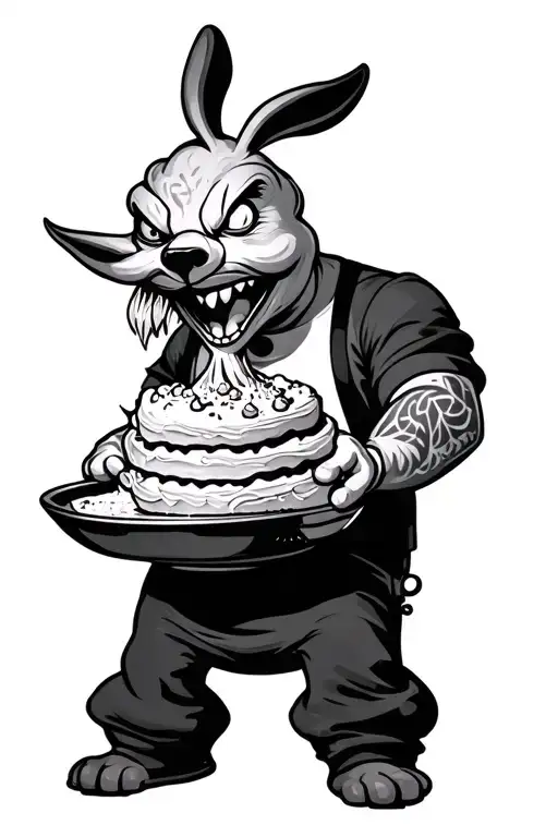 Evil Pillsbury Doeboy With Face Tattoos And Mixing Up Cake Mix