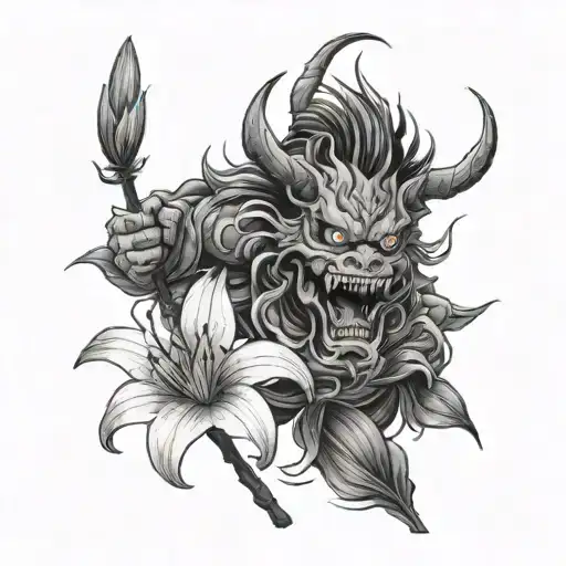 Oni And Red Spider Lily Flower