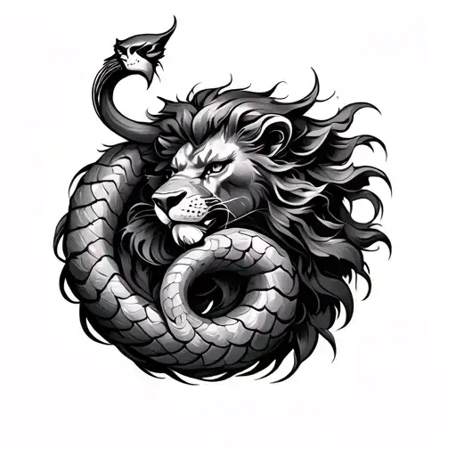 Lion Serpent Intertwining
