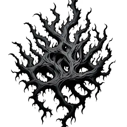 Multiple Fire Outlined Spiky Vines Growing Down