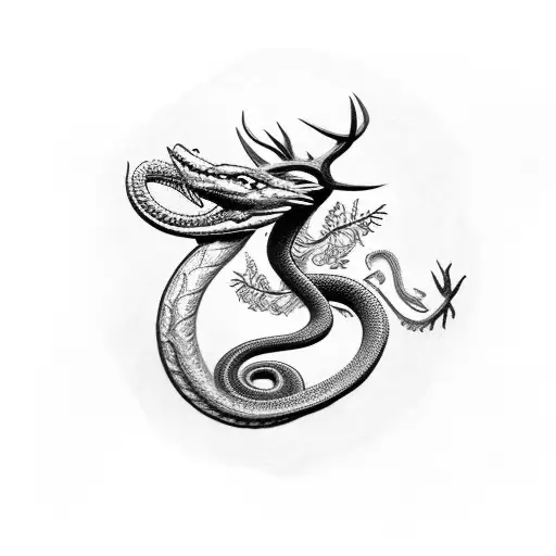 Snake Eating A Deer So It Looks Like A Dragon