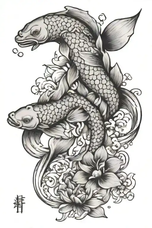 The Neda Symbol With Koi Fish