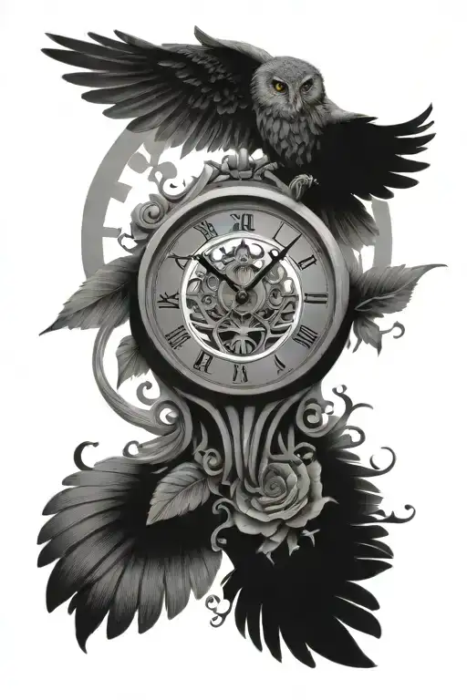 Birth Clock And Owl Flying