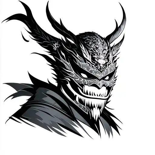 Guy With A Mask Of Japanese Mythology