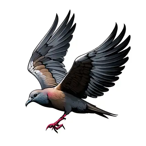 Flying Dove Carrying An Olive