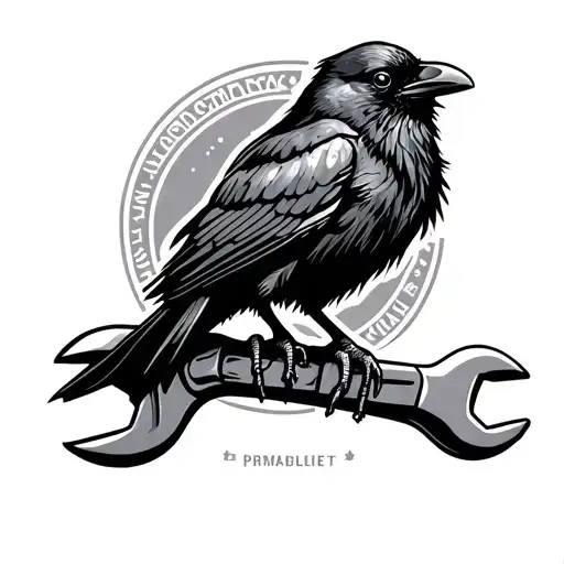 Crow Sitting On A Wrench