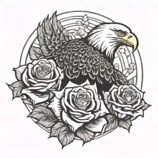 Bald Eagle And Roses Hand