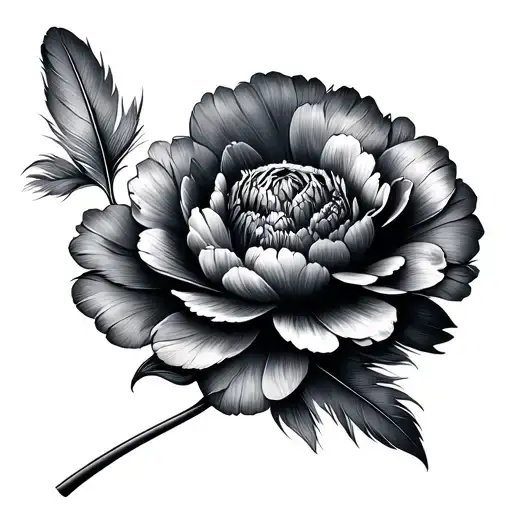 Feather Turning Into Carnation Flower Intertwined