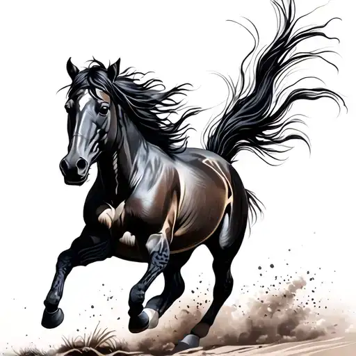 Horse Running By Turtle