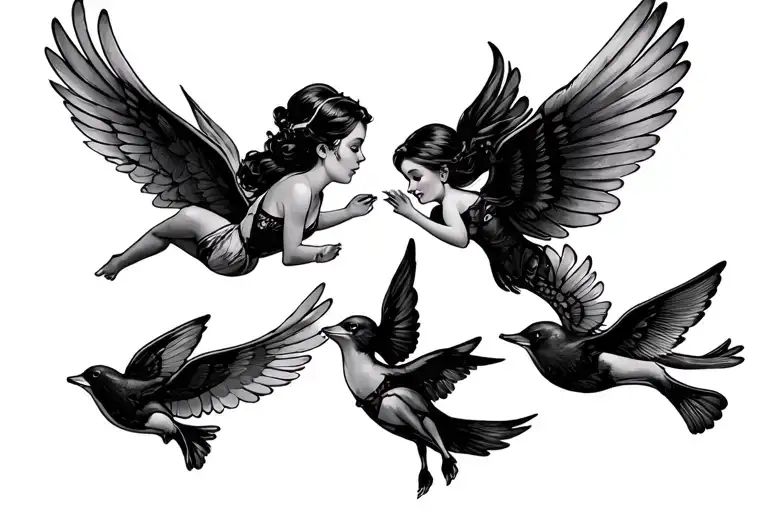 Feminine Dainty Three Flying On Adventure Friend