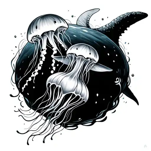 Jellyfish And Whale Shark Swimming