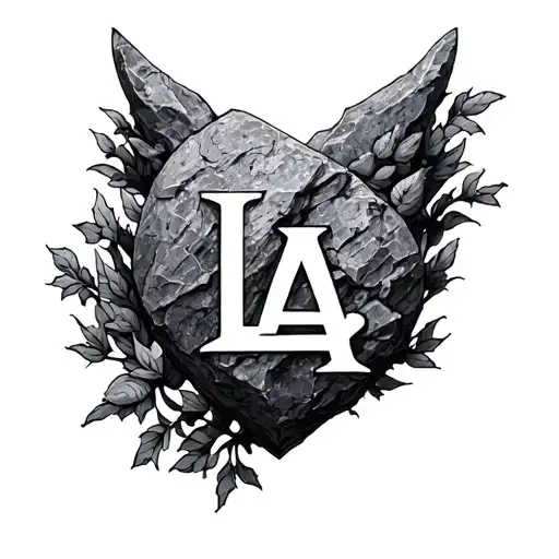 La Symbol Carved In Granite On Chest