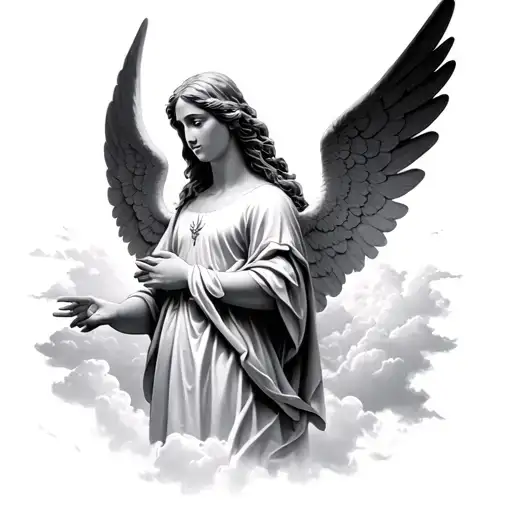 Guardian Angel And Clouds Shining Light