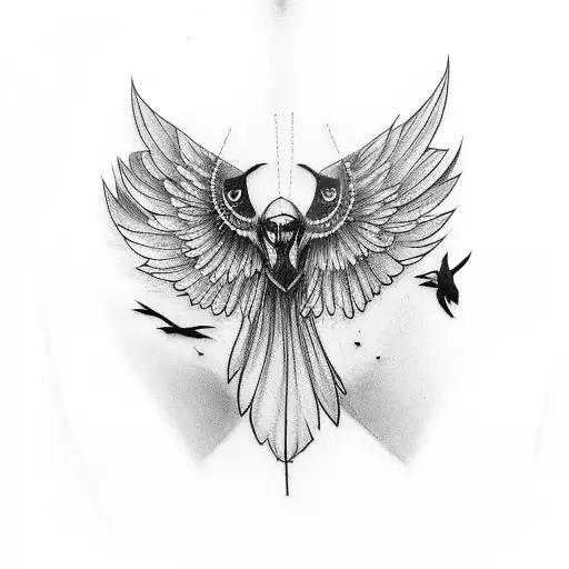 Wing Tattoo That Comes Off Of Shoulder And Becomes Crows As It Wraps Around The Shoulder
