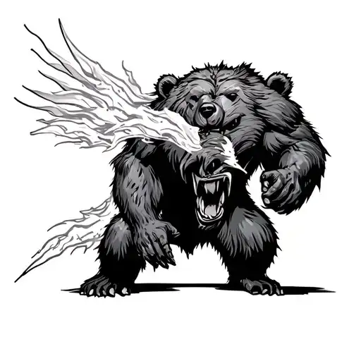 Berserk Bear Growl Aggressive Defending Powerful