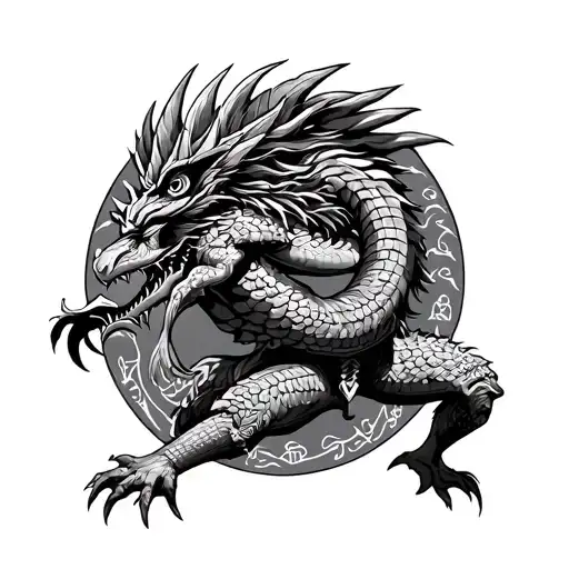 Aztec God Quetzalcoatl Fighting Demons