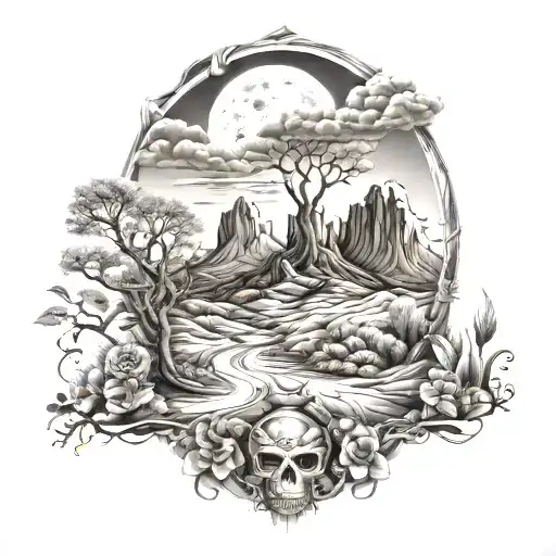 Wild West And Nature Inspired Tattoo Full Sleeve