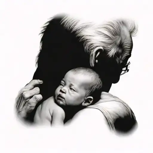 Expired Grandfather And New Born Grandson