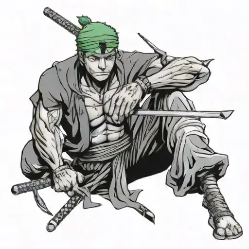 Zoro One Piece With Swords And Bandana Wrapped