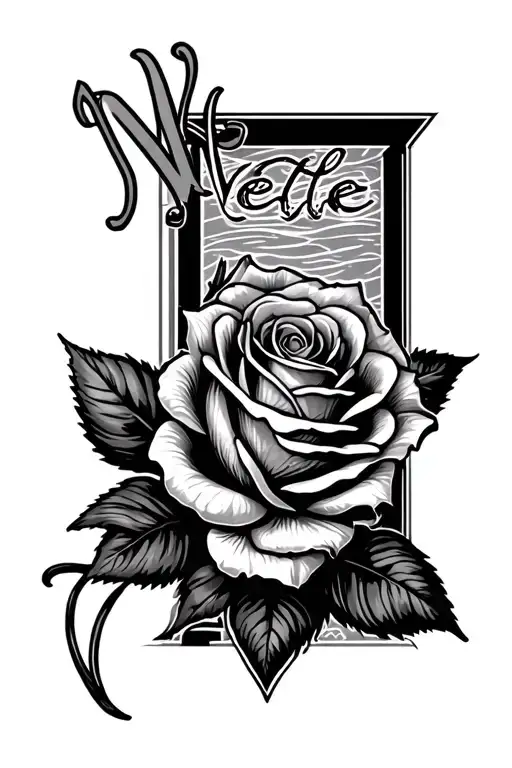 Make A Forearm Sleeve Tattoo With The Name Nette With A Rose Beside It