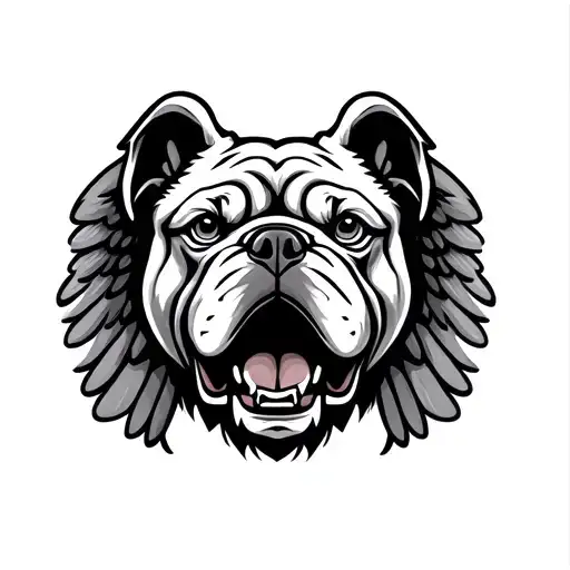 Classic Bulldog Face With Eagle Wings