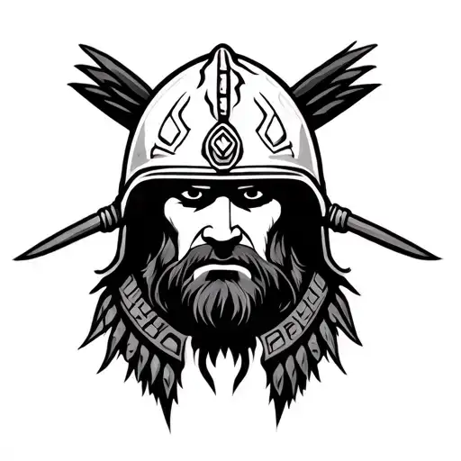 Maori Line Design Ehit A Old Soldier Face White Broken Helmet