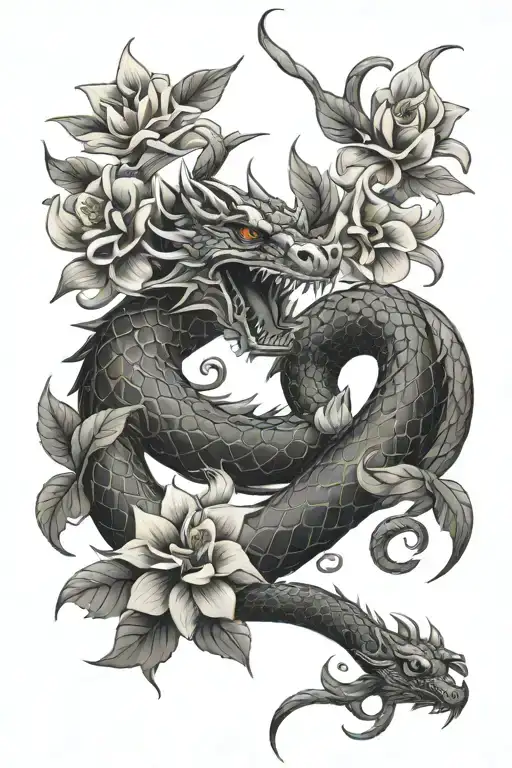 Flowers Dragon Snake