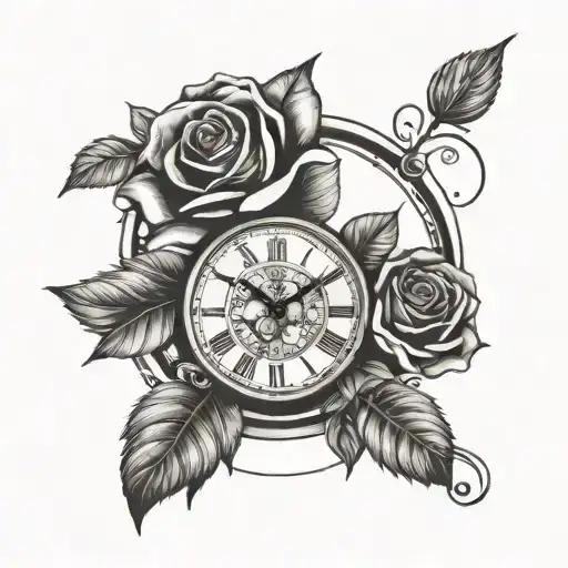 Roses Intertwined Clock Face