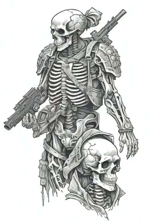 Soldier In Two Parts One Skeleton Side And One Normal Side