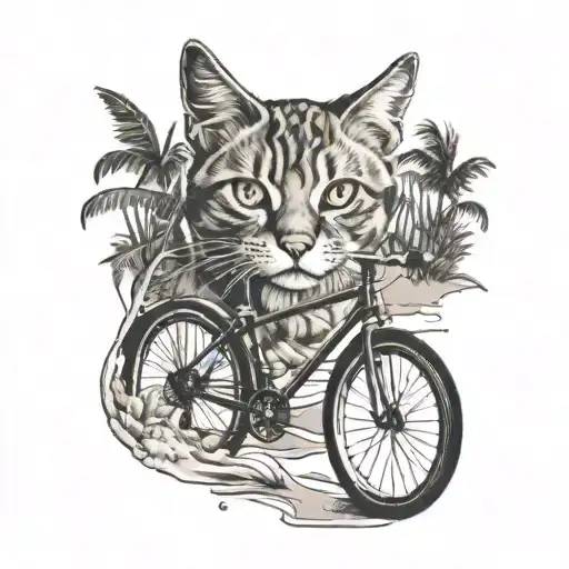 Cat Beach Bike Nature Scene