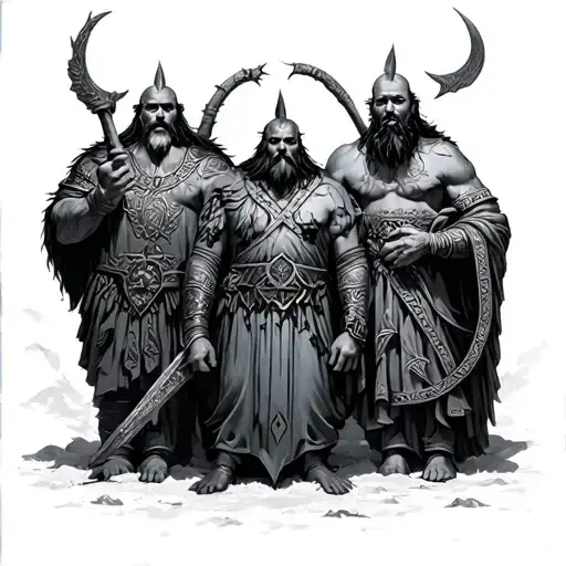 Greeck And Nordic Gods With A Noseman At The End