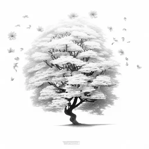 Tree And Flowers And Water