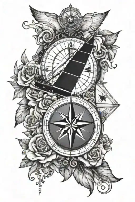 Compass Rose And Cruise Ship