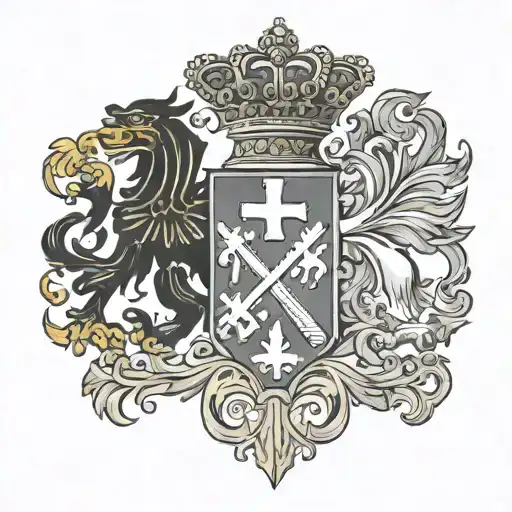 Spanish Coat Of Arms With Swiss Flag Symbol Inside
